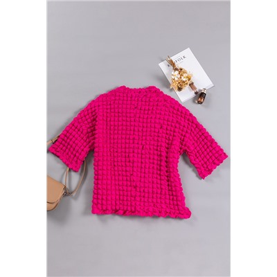 Rose Red Bubble Textured Knit Top