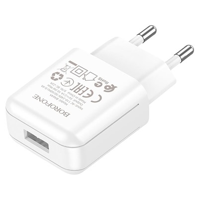 Адаптер Сетевой Borofone BA64A USB 2,1A/10W (white)