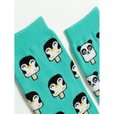 CONTE Хлопковые носки HAPPY c рисунками &quot;panda & penguin&quot;