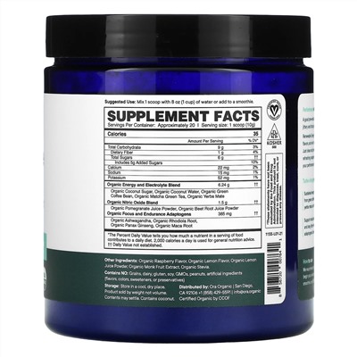 Ora, Renewable Energy, Performance Pre-Workout, Raspberry Lemonade, 0.44 lbs (200 g)