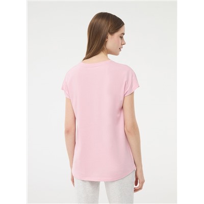Однотонная футболка свободного кроя Розовый