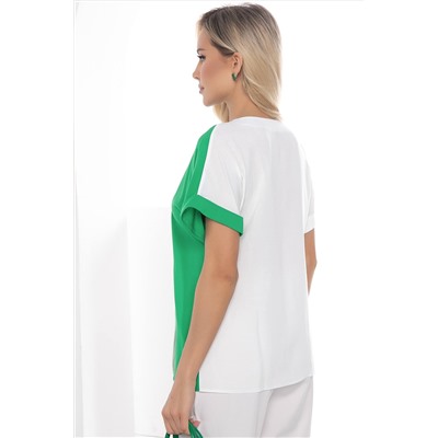 Блуза Игра цвета (бело-зеленая) Б10379