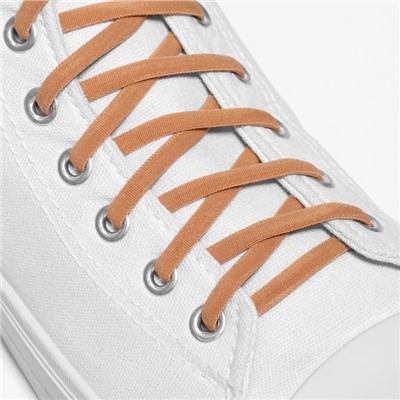 Шнурки для обуви, пара, круглые, с фиксатором, эластичные, d = 5 мм, 100 см, цвет коричневый