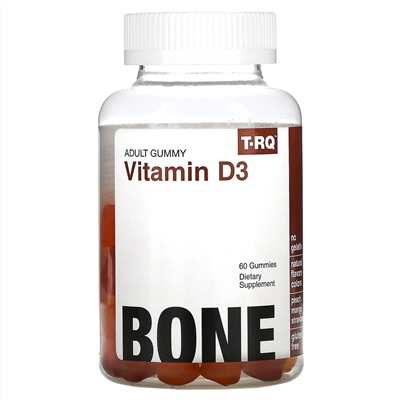 T-RQ, Adult Gummy, Vitamin D3, Bone, Peach, Mango, Strawberry ,  60 Gummies