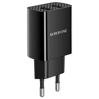 Адаптер Сетевой с кабелем Borofone BA53A Powerway 2USB 2,1A/10W (USB/Lightning) (black)