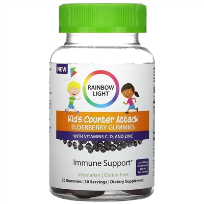 Rainbow Light, Kids Counter Attack, Elderberry, 30 Gummies