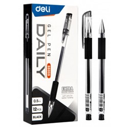 Ручка гелевая Daily E6600SBlack 0.5мм черная, с грипом (1735711) Deli