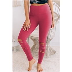 Rose Red Cut-out Skinny High Waist Leggings