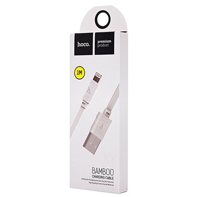 Кабель USB - Apple lightning Hoco X5 Bamboo (повр. уп)  100см 2,4A  (white)