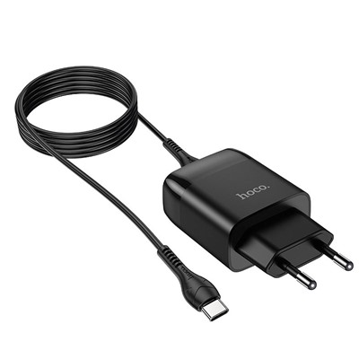 Адаптер Сетевой с кабелем Hoco C72Q Glorious QC3.0 USB 3A/18W (USB/Type-C) (black)