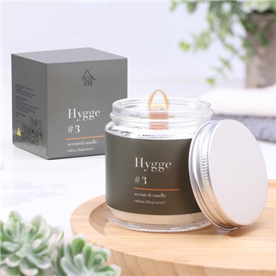 Свеча ароматическая "Hygge" #3 Табак/бергамот, соевый воск, в банке, 90 г