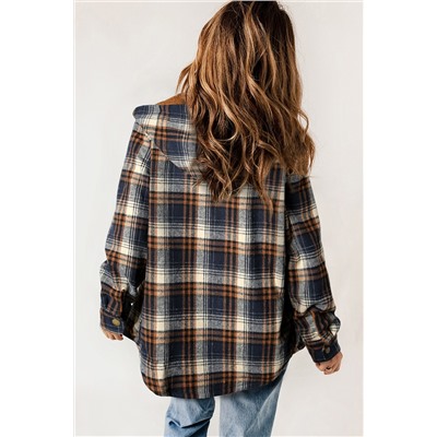 Plaid Pattern Sherpa Lined Hooded Shacket