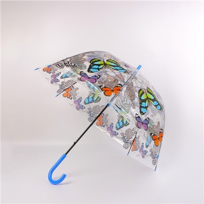Зонт - трость полуавтоматический «Бабочки», 8 спиц, R = 43 см, рисунок МИКС