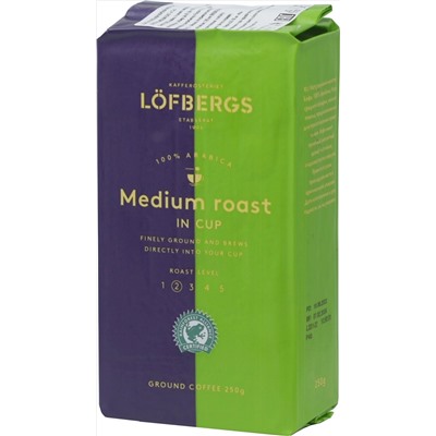 Lofbergs Lila. Medium Roast для чашки (молотый) 250 гр. мягкая упаковка