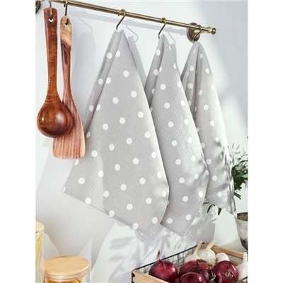 Набор кухонных полотенец Guten Morgen Grey Polka Dot, размер 45x60 см, цвет серый