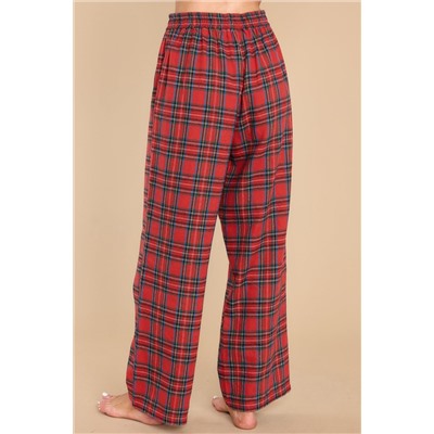 Fiery Red Tartan Plaid Print Long Sleeve Shirt and Pants Pajama Set