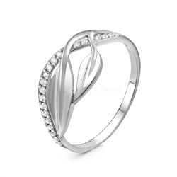 Кольцо из серебра с фианитами родированное