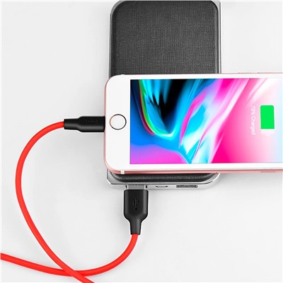 Кабель USB - Apple lightning Hoco X21 Silicone  100см 2A  (black/red)