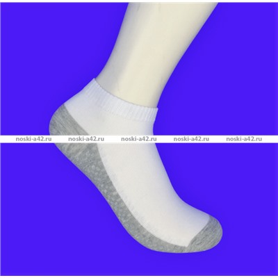ЦЕНА ЗА 5 ПАР: Носки женские укороченные белые (серая подошва) с массажным эффектом