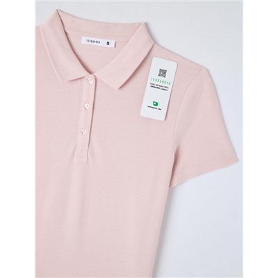 Однотонная футболка-поло Светло-розовый пудровый