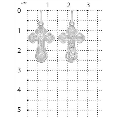 Крест из серебра родированный - 2,5 см