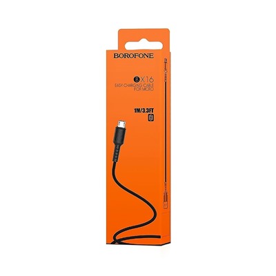 Кабель USB - micro USB Borofone BX16 Easy  100см 2,4A  (black)