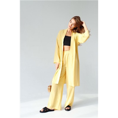 9374 Костюм из кимоно и брюк-палаццо жёлтый