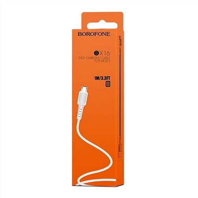 Кабель USB - micro USB Borofone BX16 Easy  100см 2,4A  (white)