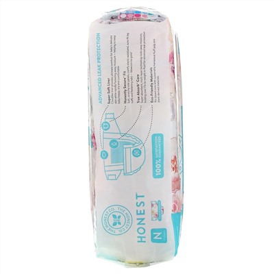 The Honest Company, Honest Diapers, Super-Soft Liner, Newborn, Rose Blossom, Up to 10 Pounds, 32 Diapers