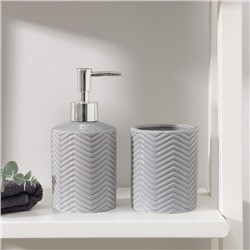 Набор аксессуаров для ванной комнаты «Минимал», 2 предмета (дозатор для мыла 350 мл, стакан 350 мл), цвет серый
