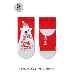 Носки детские Conte-kids Новогодние носки &quot;Белый мишка&quot; с пушистой нитью, люрексом и бантиком