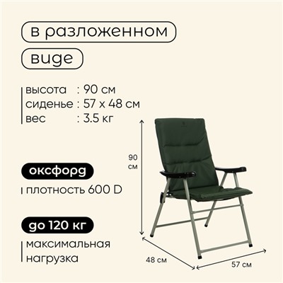 Кресло складное, мягкий матрас 57 х 48 х 90 см, до 120 кг, цвет зелёный