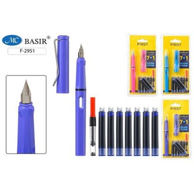 Набор ручка перьевая+7 капсул с чернилами Z-2951 Basir