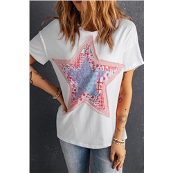 White Star Patchwork Loose T-shirt