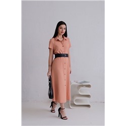11683 Платье-рубашка удлинённое персиковое