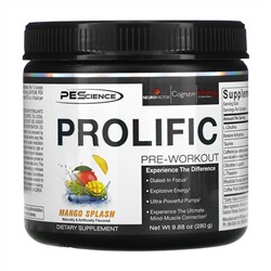 PEScience, Prolific, Pre-Workout, Mango Splash, 9.88 oz (280 g)