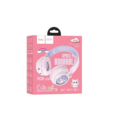 Bluetooth-наушники полноразмерные Hoco W50 Cute fun (pink)